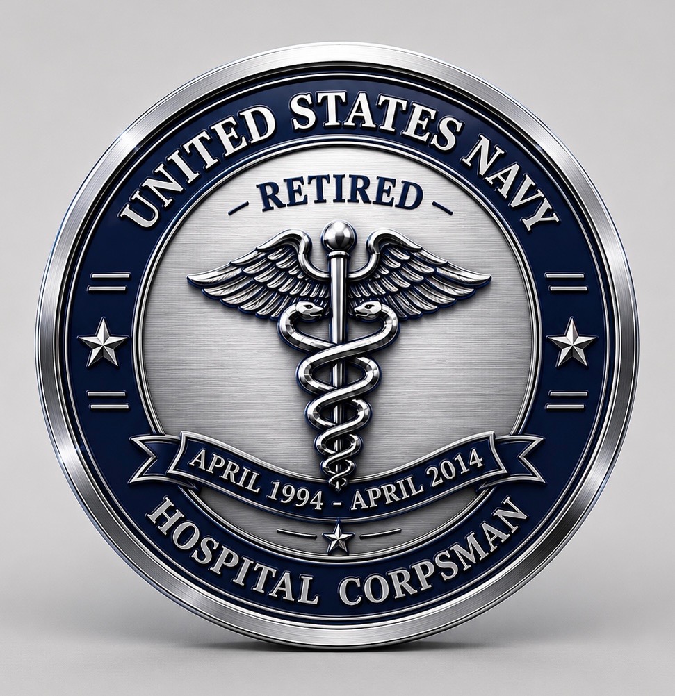 United States Navy Retired Hospital Corpsman seal — April 1994 to April 2014