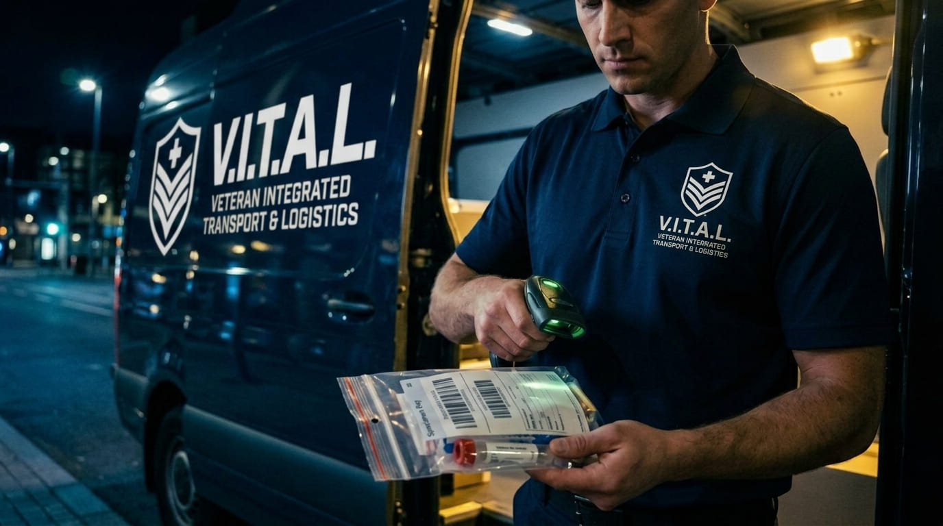 V.I.T.A.L. branded van with gold logo decal on a recurring scheduled route