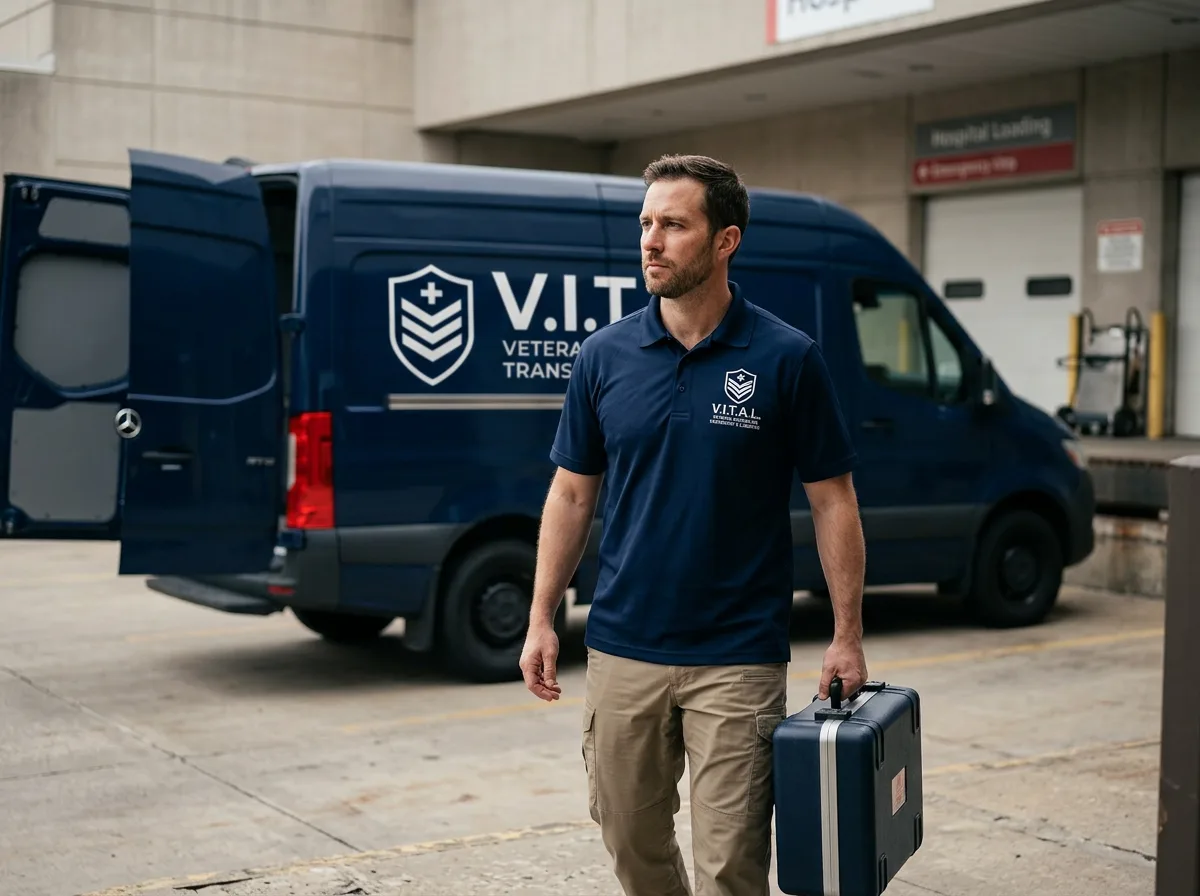V.I.T.A.L. medical transport vehicle at a hospital loading bay
